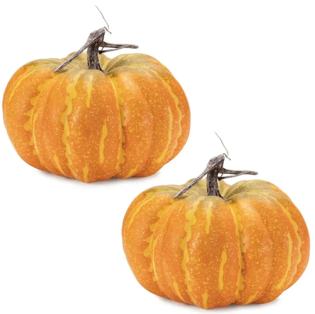 Set of 2 Faux Foam Pumpkins for Fall Festive Arrangements or Rustic Home Accents