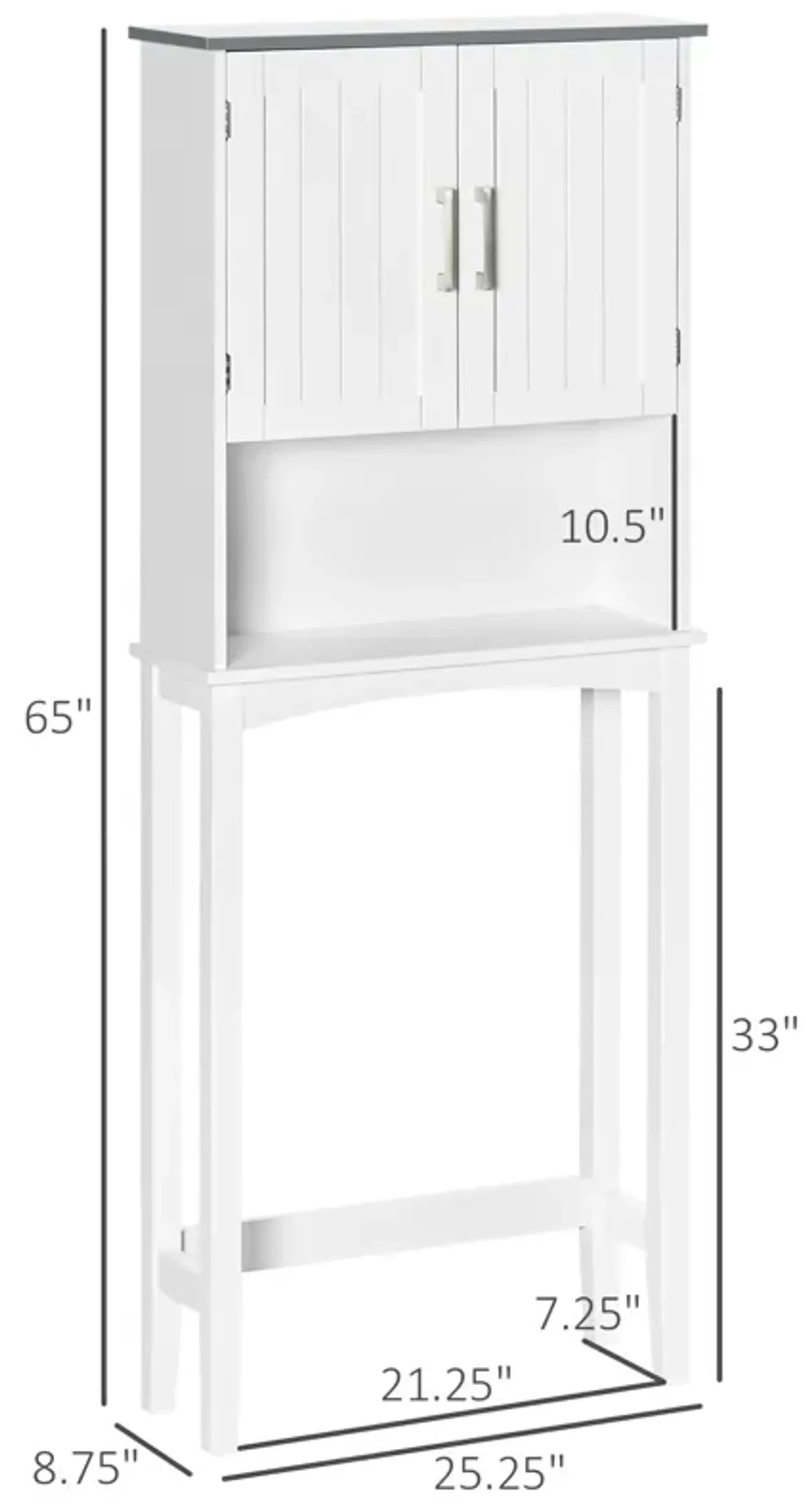 Grey Bathroom Organizer: Over Toilet Cabinet with Adjustable Shelves