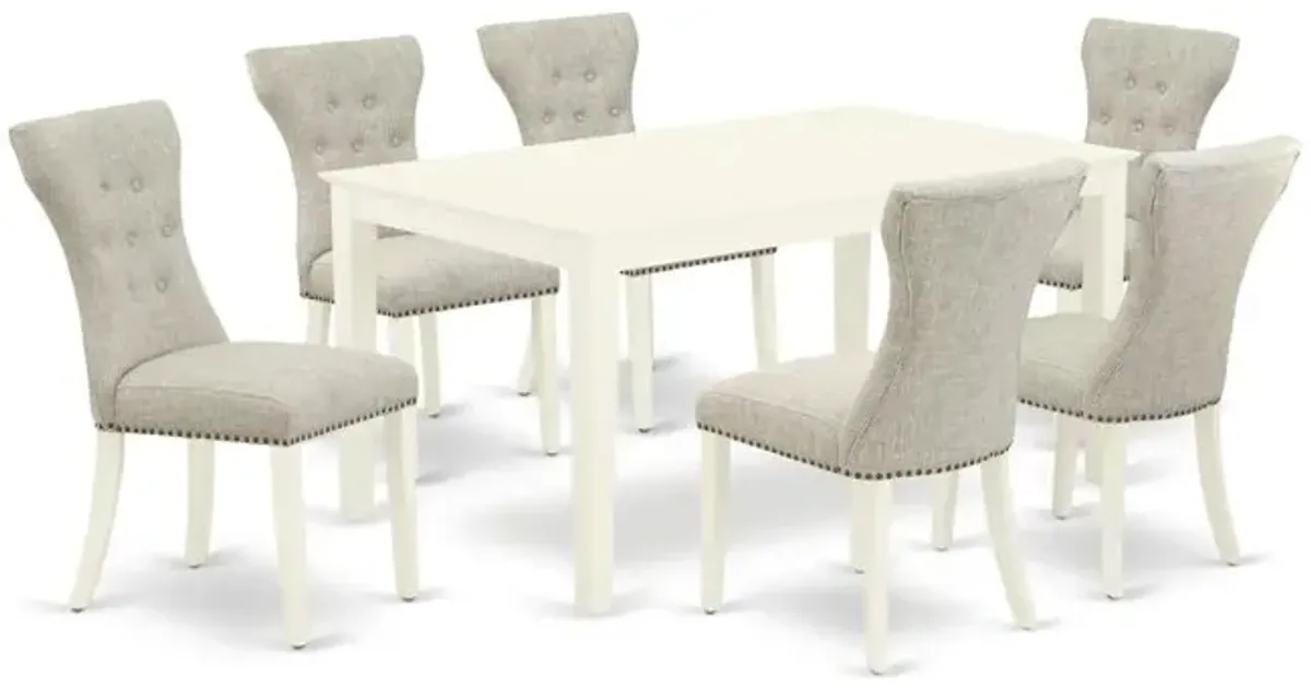 Dining Room Set Linen White, CAGA7-LWH-35