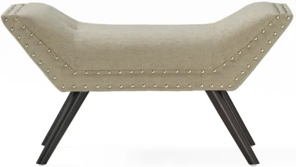 Streamdale Contemporary Tufted Ottoman Bench with Nailhead Accents and Birch Legs