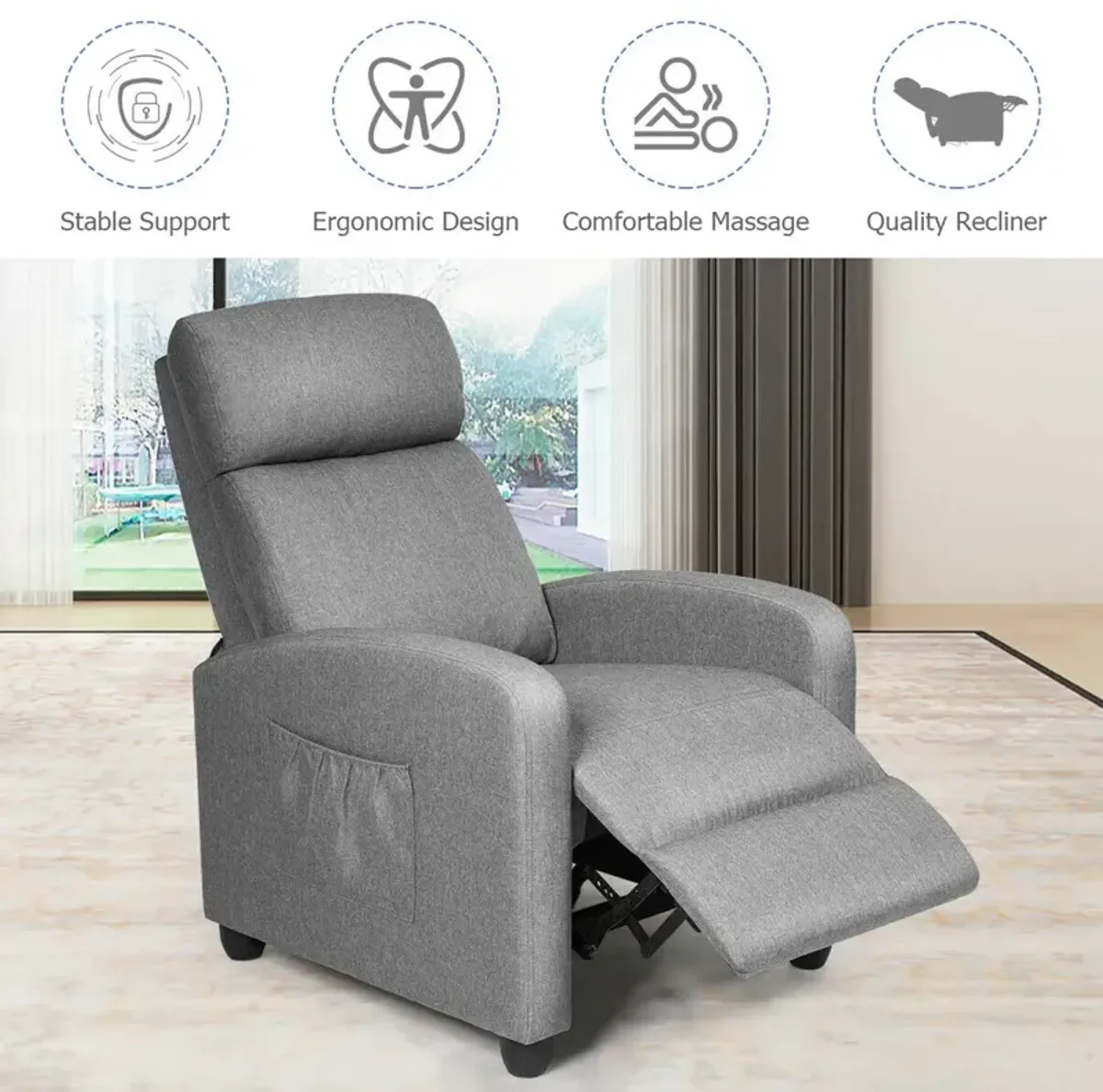 Recliner Sofa Wingback Chair with Massage Function