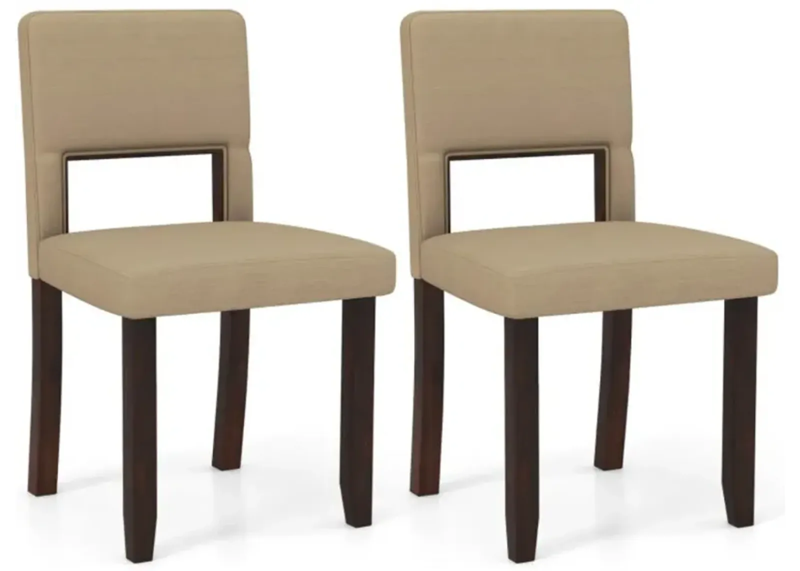 Hivvago Set of 2 Wooden Dining Chair with Acacia Wood Frame Padded Seat and Back