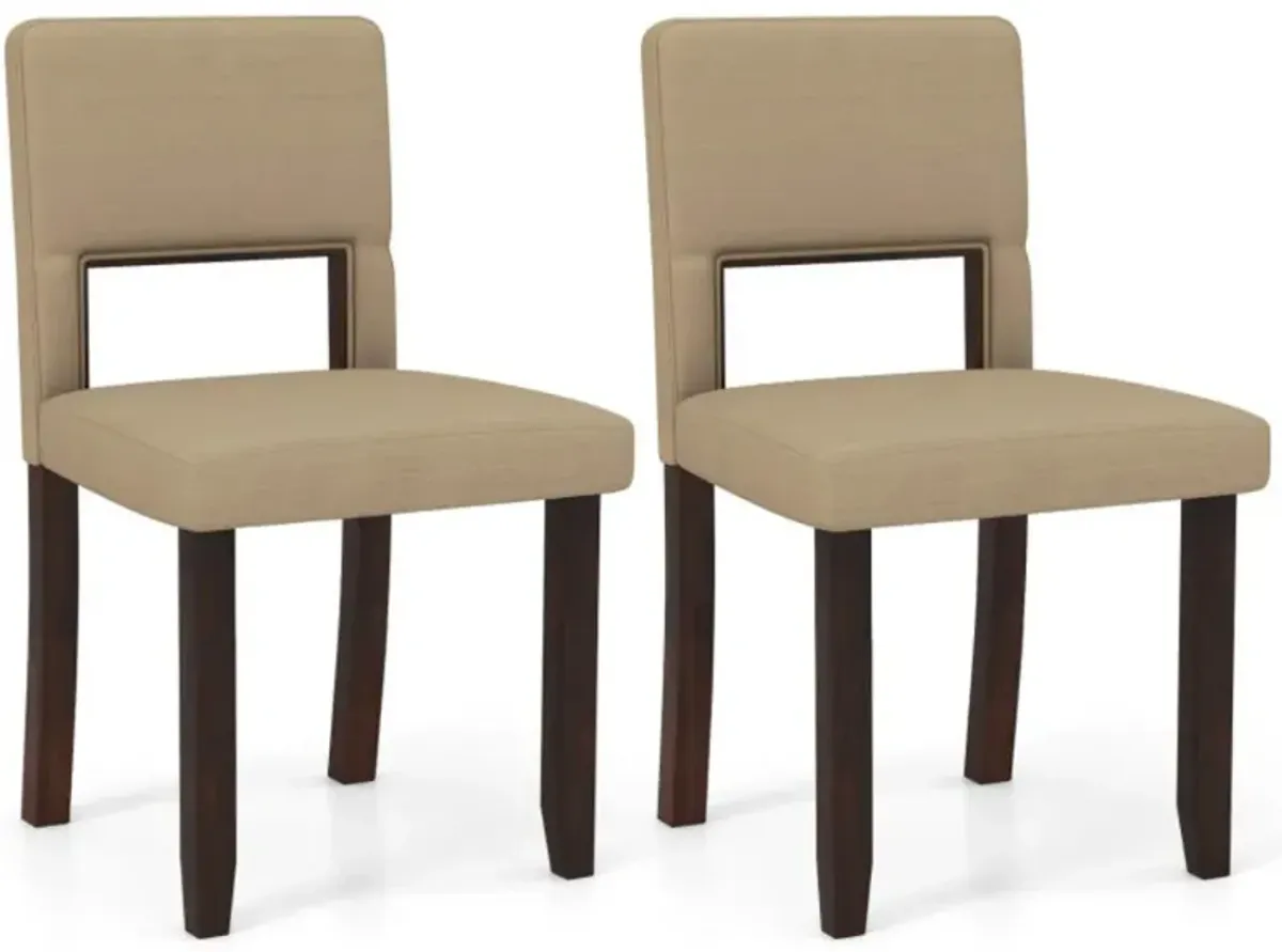 Hivvago Set of 2 Wooden Dining Chair with Acacia Wood Frame Padded Seat and Back