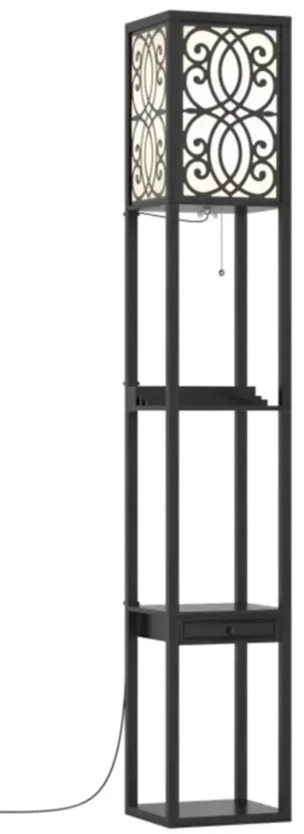 Modern  Standing Shelf Lamp with 1 Power Outlet and 2 USB Ports