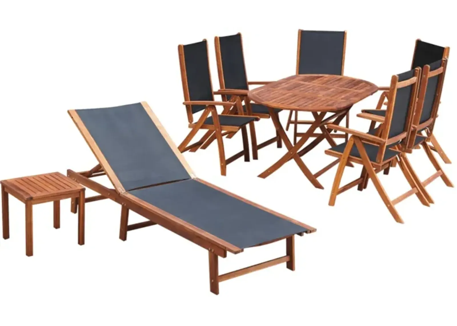 vidaXL 9 Piece Outdoor Dining Set with Cushions Solid Acacia Wood