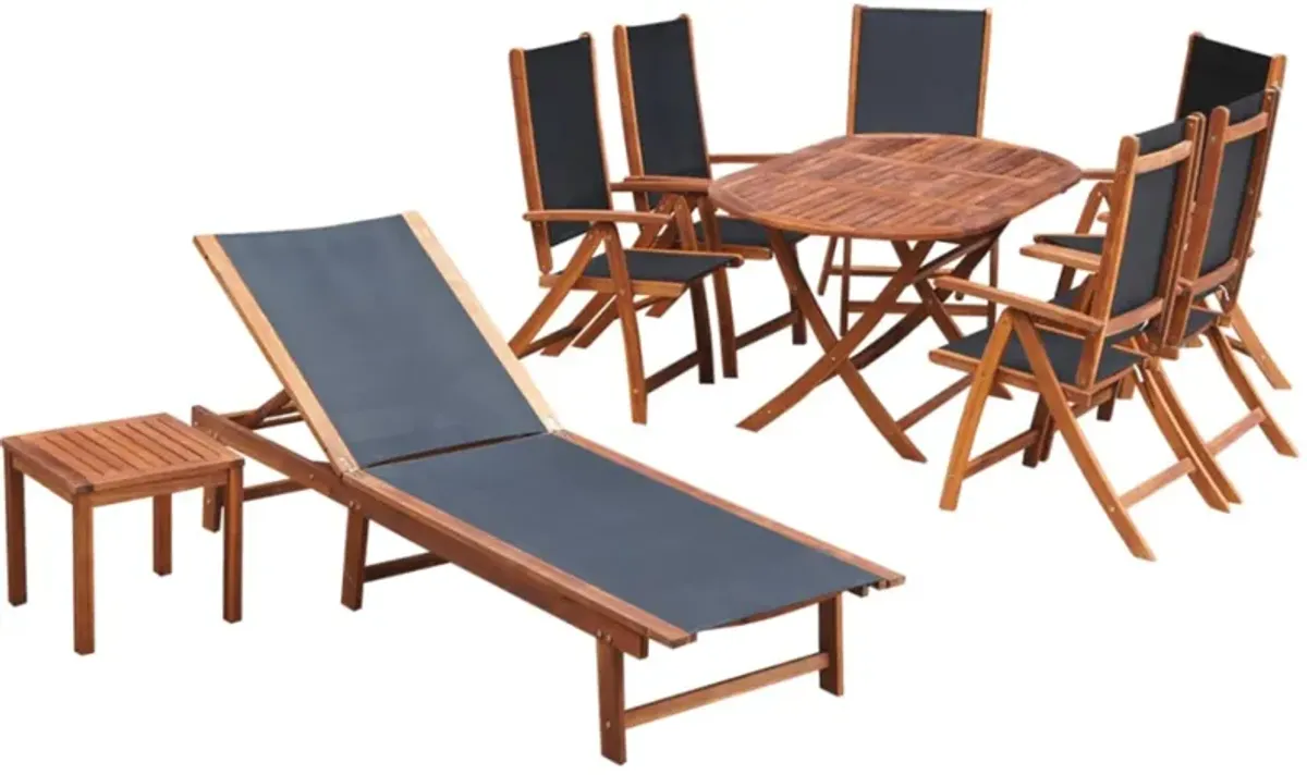 vidaXL 9 Piece Outdoor Dining Set with Cushions Solid Acacia Wood