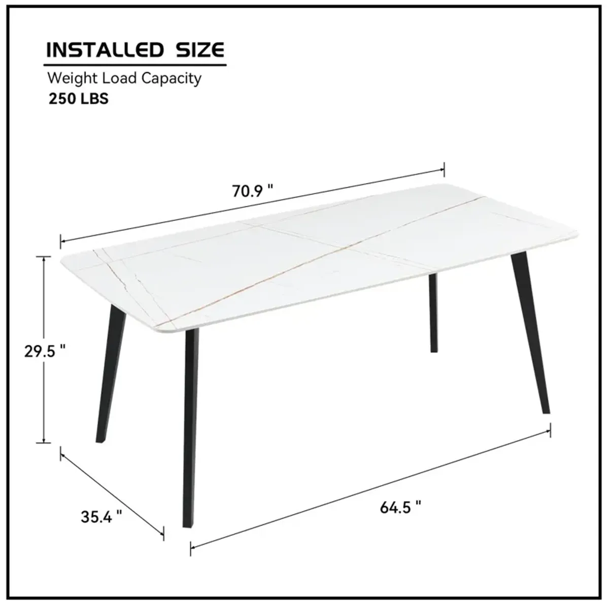 Porcelain Dining Table White 70"