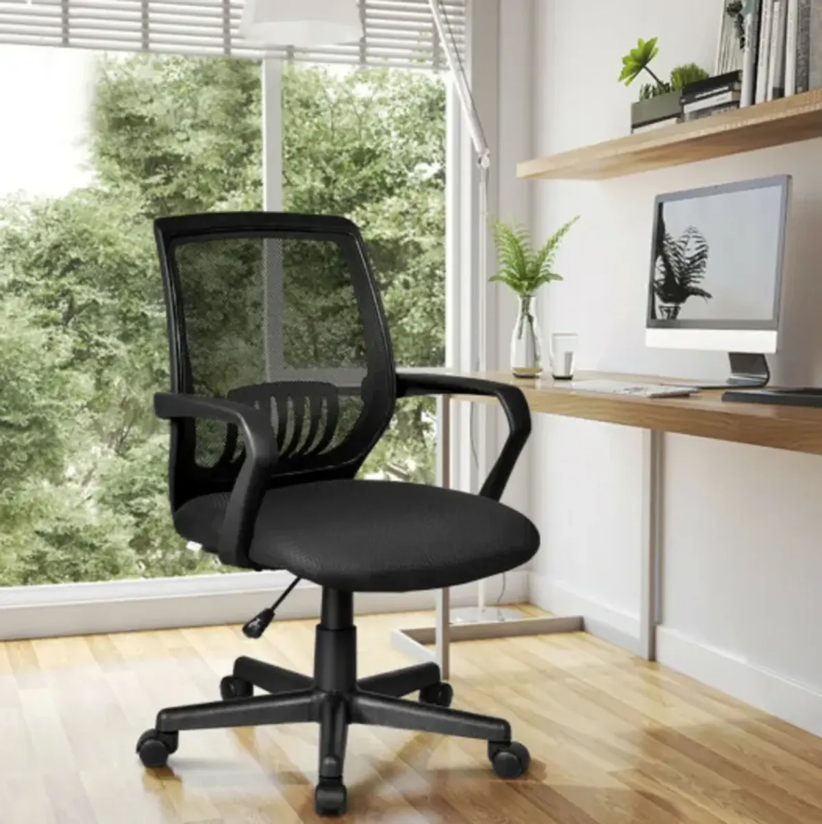 Lumbar Support Adjustable Rolling Swivel  Mesh Office Chair