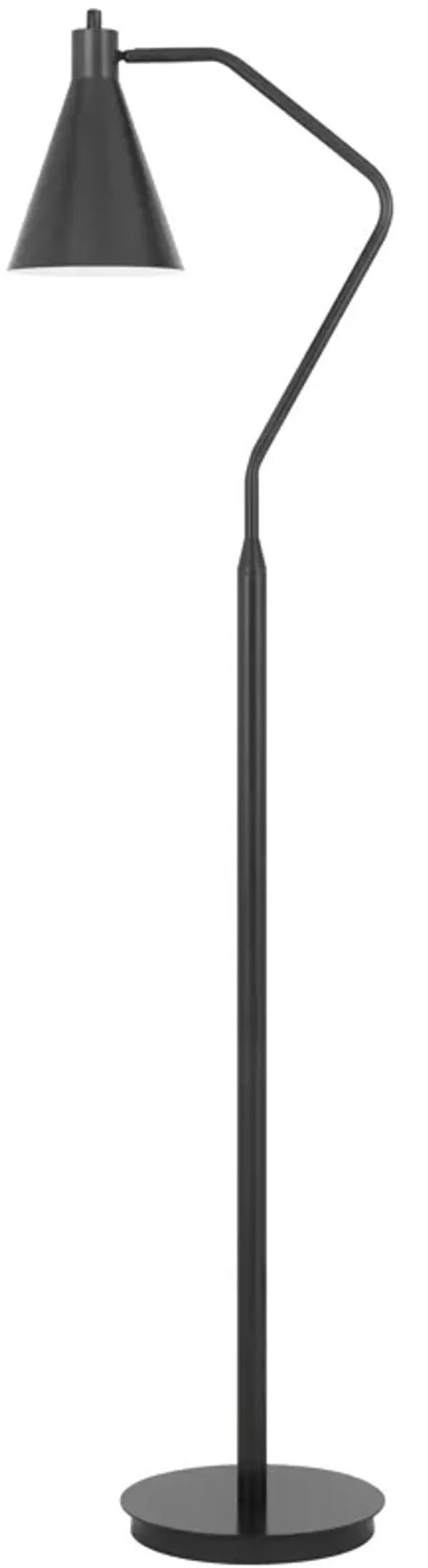 Sty 63 Inch Task Floor Lamp, Swivel Gray Shade, Angled Thin Metal Pole - Benzara
