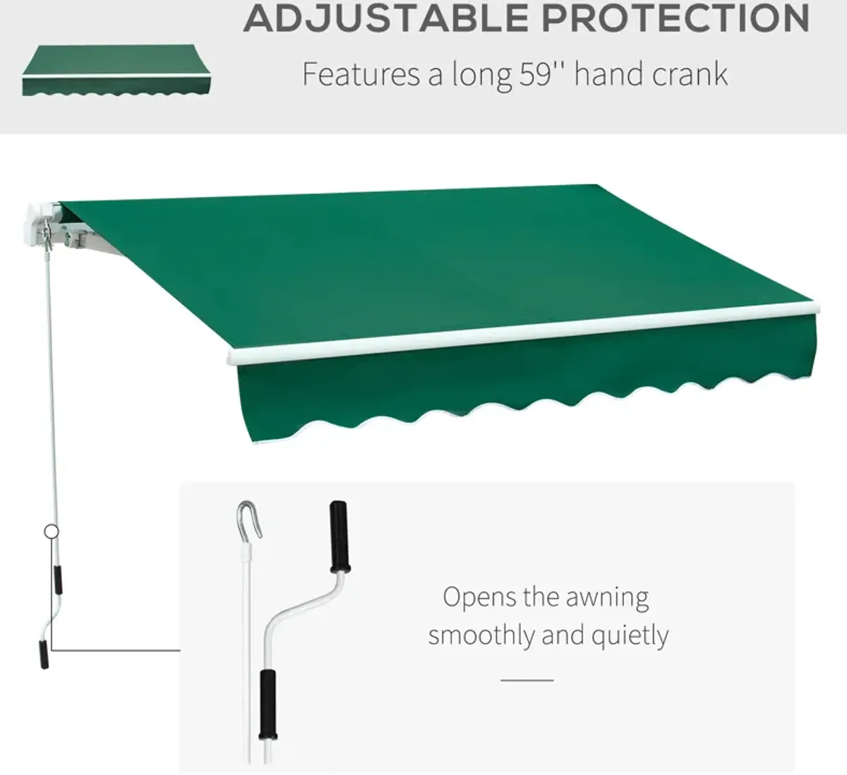 8'x7' Manual Retractable Sun Shade Shelter Outdoor Patio Awning Canopy Green