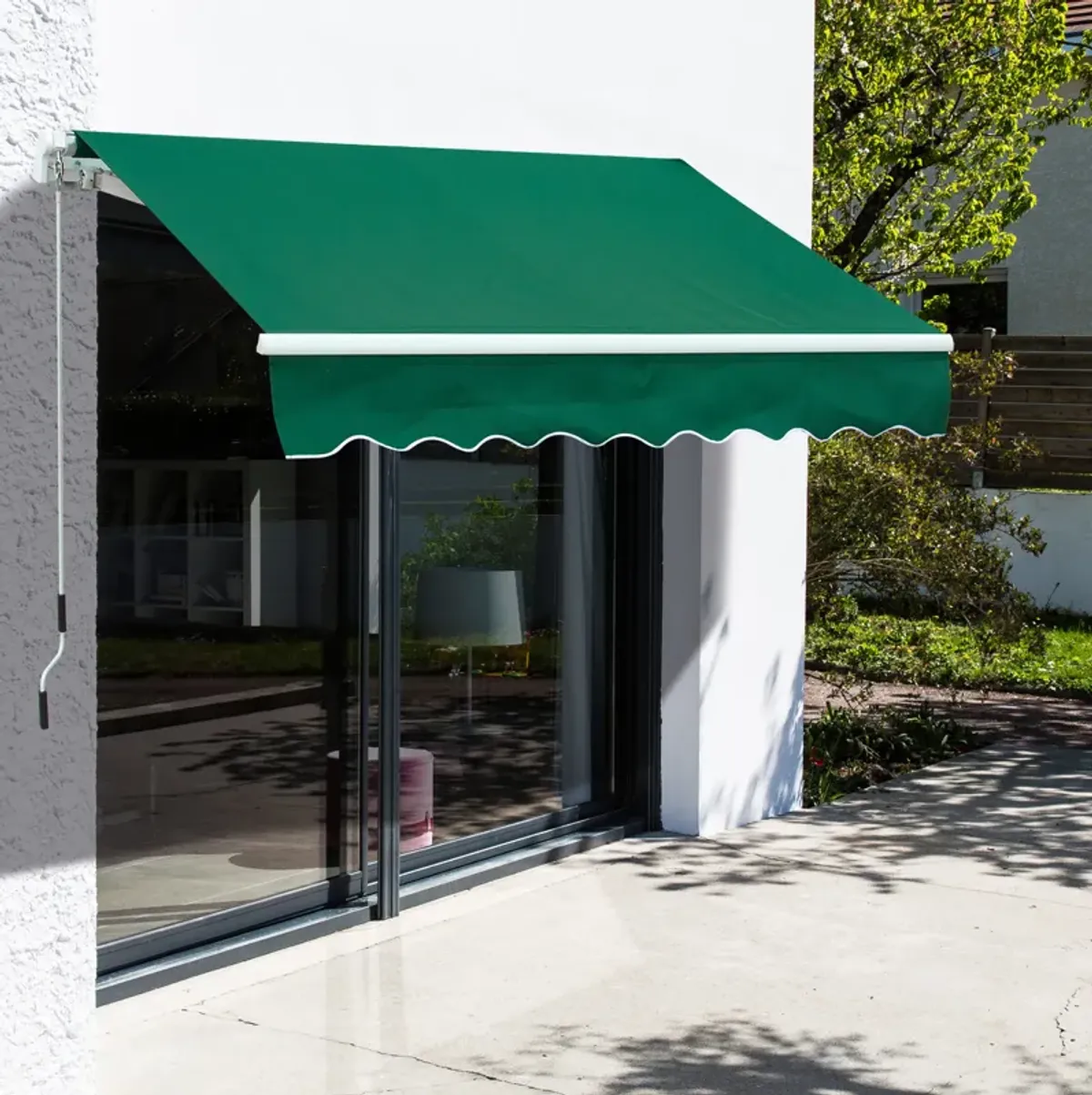 8'x7' Manual Retractable Sun Shade Shelter Outdoor Patio Awning Canopy Green