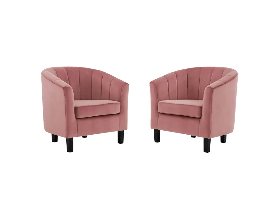 Prospect Channel Tufted Performance Velvet Armchair Set of 2