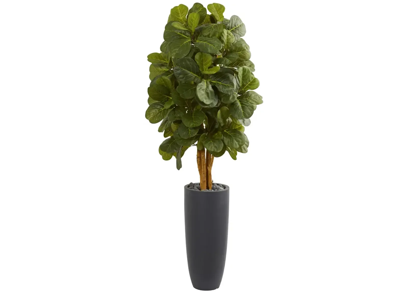 HomPlanti 5.5 Feet Fiddle Leaf Artificial Tree in Gray Cylinder Planter