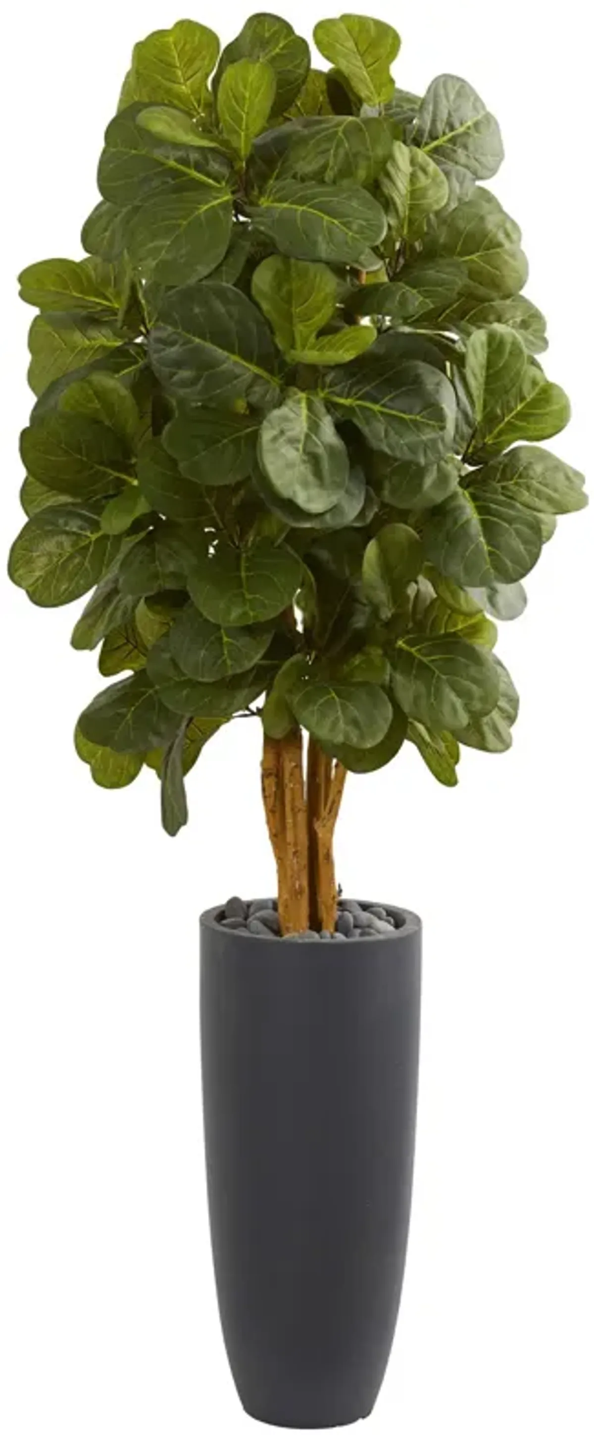 HomPlanti 5.5 Feet Fiddle Leaf Artificial Tree in Gray Cylinder Planter