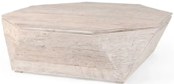 Mercana Furniture & Decor Esagono Octagonal Reclaimed Wood Coffee Table w/ Storage