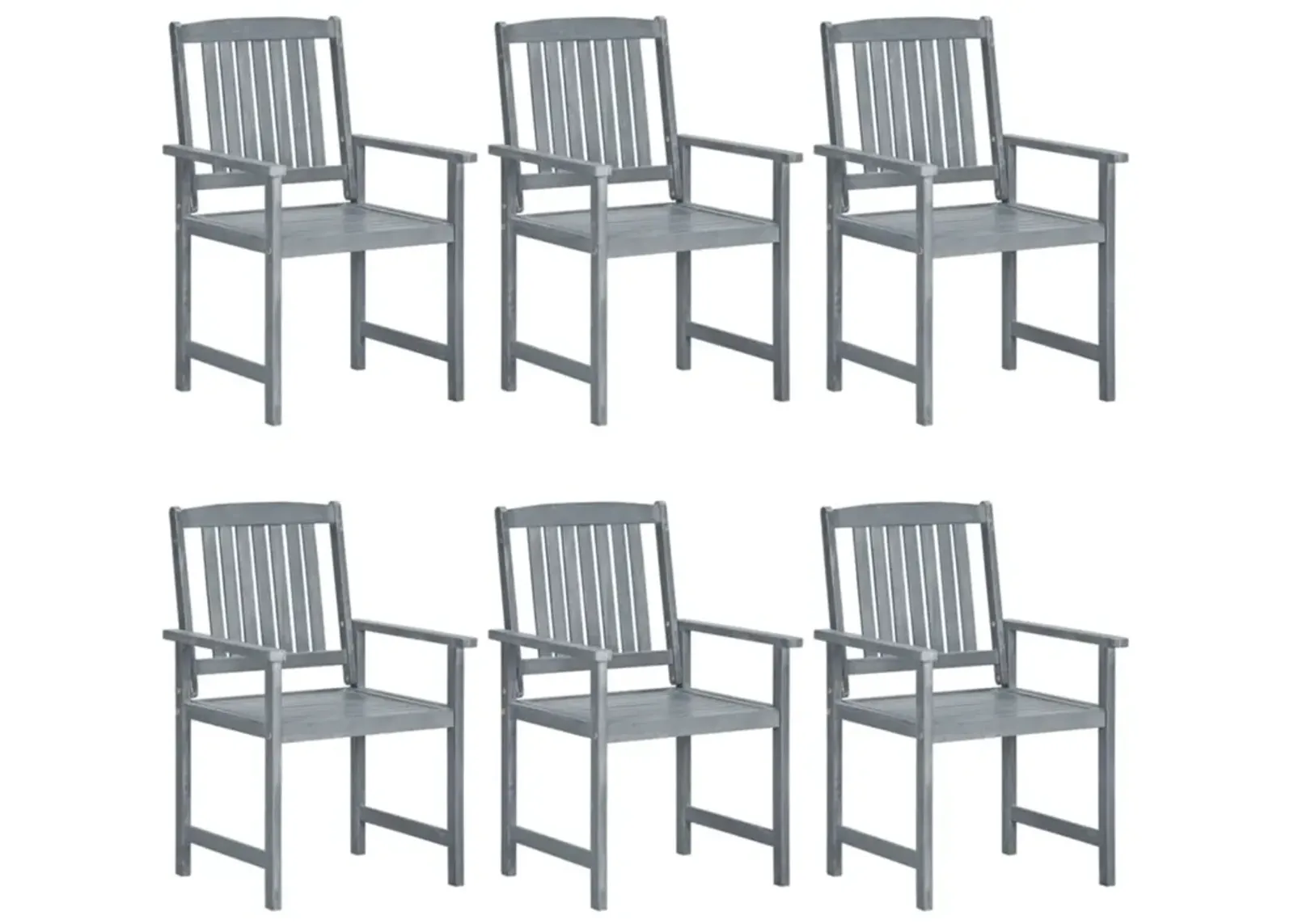 vidaXL Patio Chairs 6 pcs Solid Acacia Wood Gray