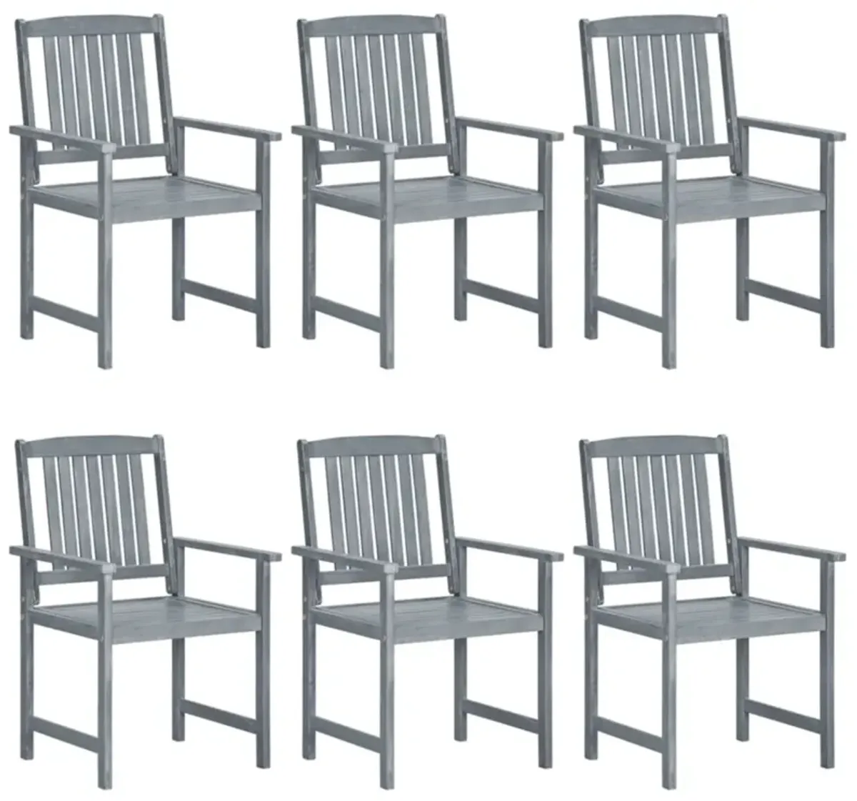 vidaXL Patio Chairs 6 pcs Solid Acacia Wood Gray