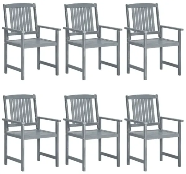 vidaXL Patio Chairs 6 pcs Solid Acacia Wood Gray