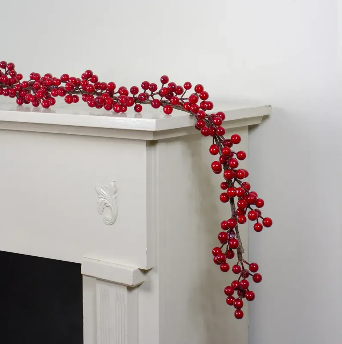 5' Shiny Red Berries Artificial Twig Christmas Garland - Unlit