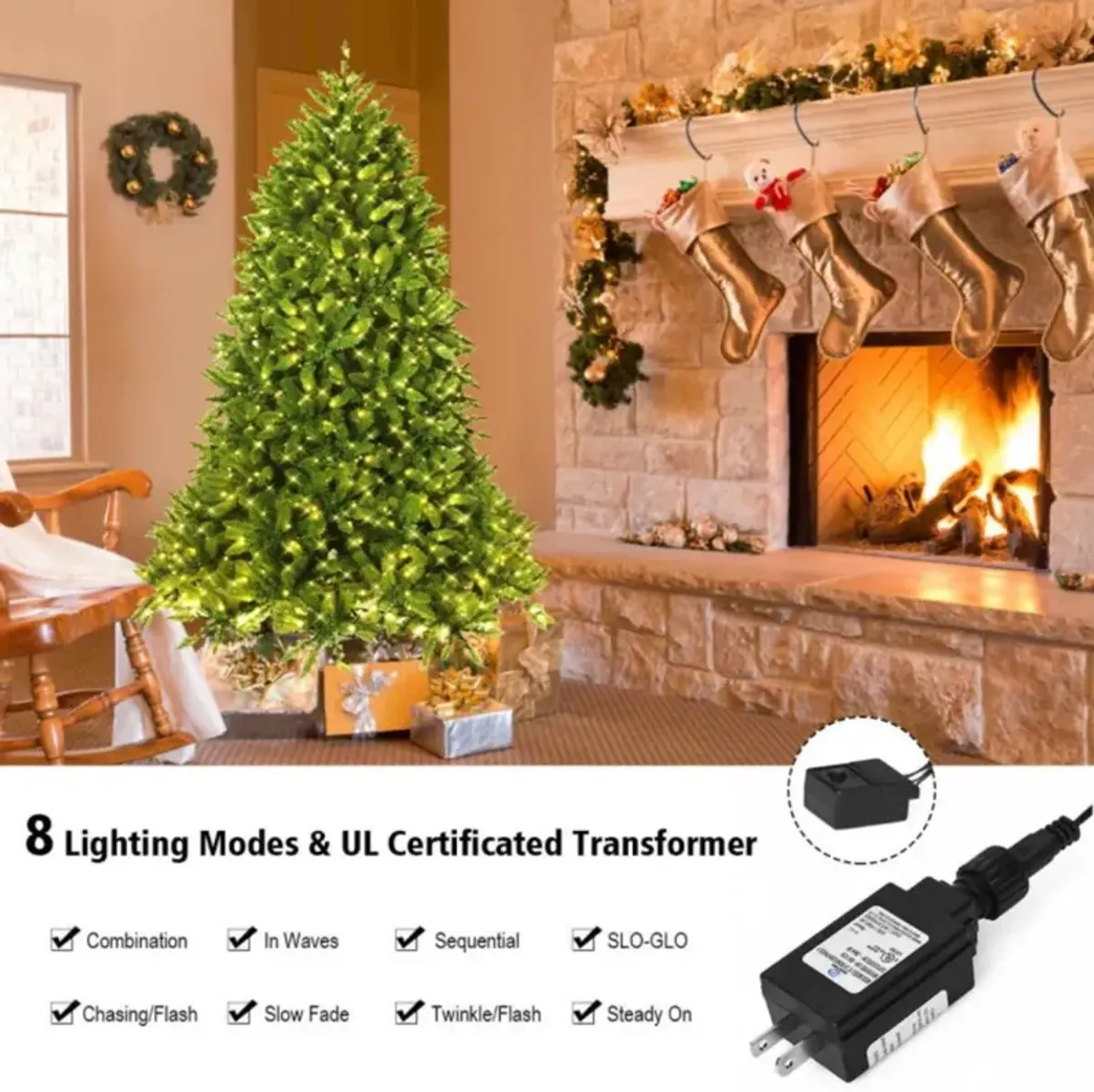 Hivvago 5/6 Feet Artificial Fir Christmas Tree with LED Lights and 600/1250 Branch Tips