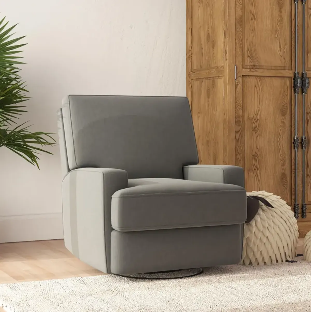 Baby Relax Rufus Swivel Glider Recliner Chair, Dark Gray