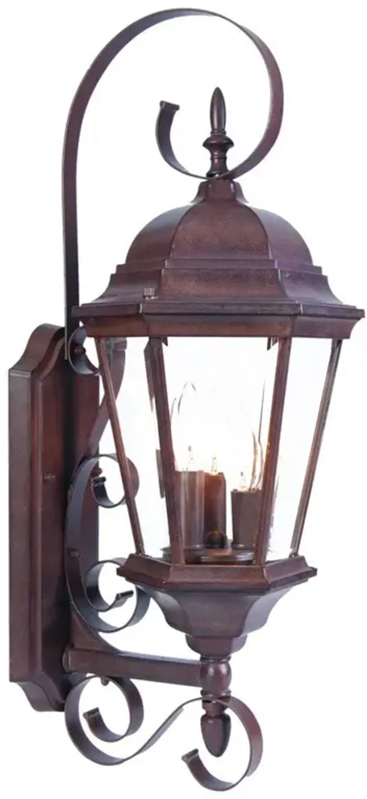 Hivvago Three Light Dark Brown Swing Arm Lantern Wall Light