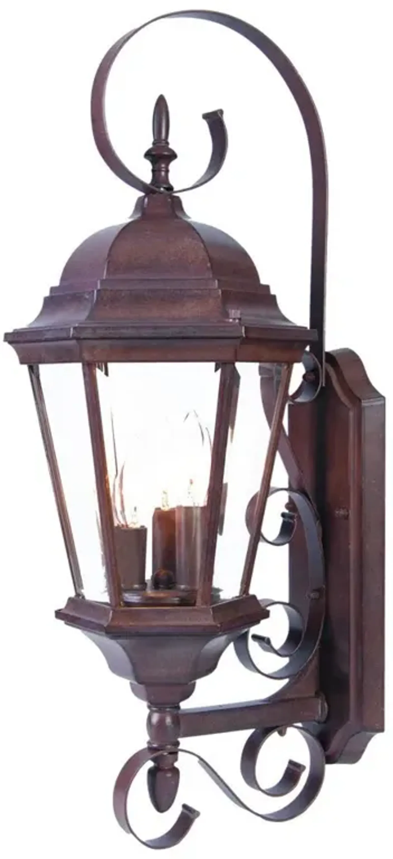 Hivvago Three Light Dark Brown Swing Arm Lantern Wall Light