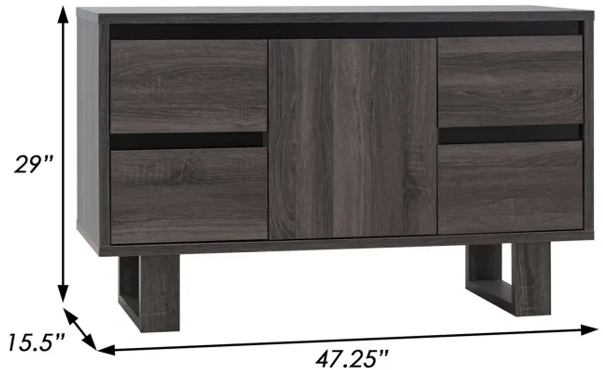 Hosa 47 Inch TV Media Entertainment Console, 2 Drawers, 1 Cabinet, Black-Benzara