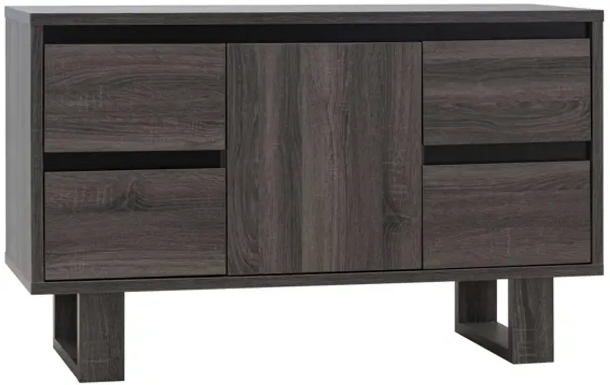 Hosa 47 Inch TV Media Entertainment Console, 2 Drawers, 1 Cabinet, Black-Benzara