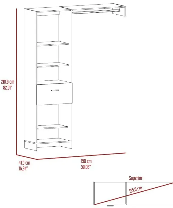 150 Closet System British, Bedroom, Black