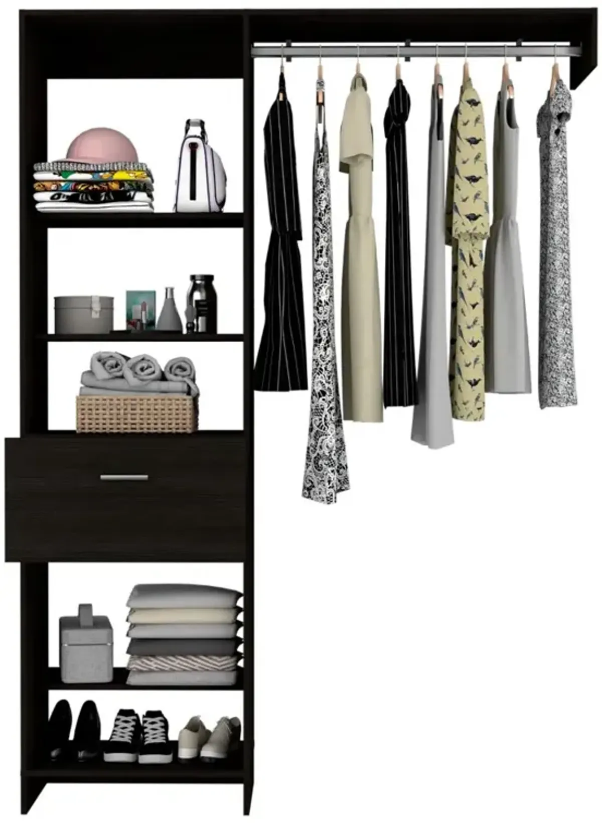 150 Closet System British, Bedroom, Black