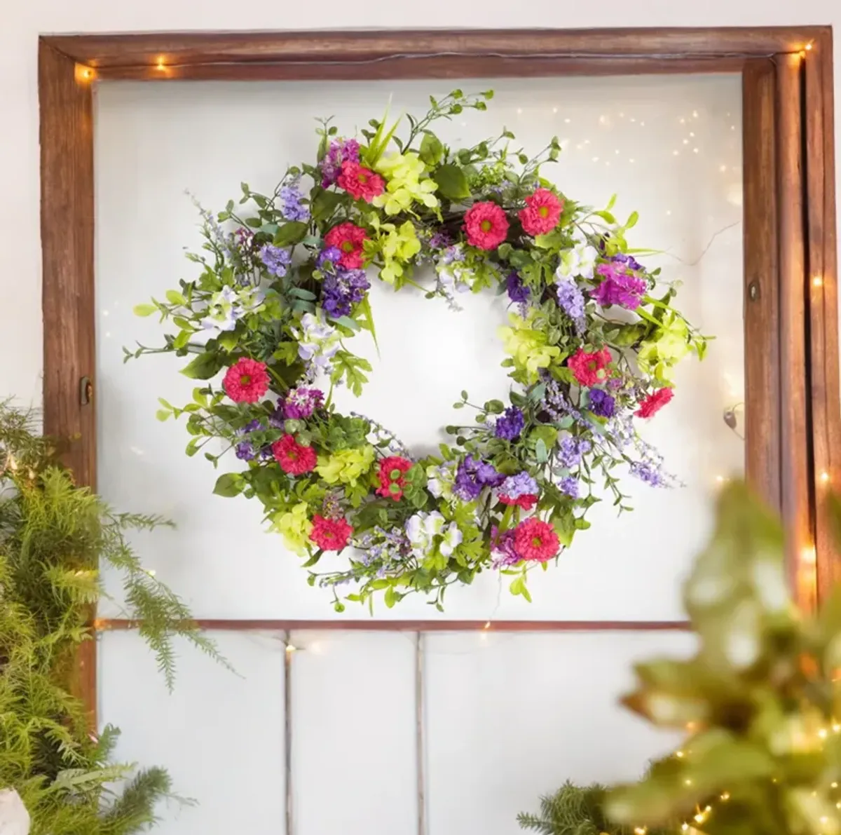 Mixed Floral Wreath – Vibrant and Colorful Home or Door Décor for Year-Round Seasonal Charm