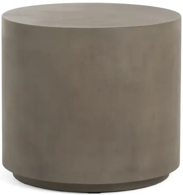 20 Inch Side End Table, Fiber Reinforced Gray Concrete, Modern Round  - Benzara