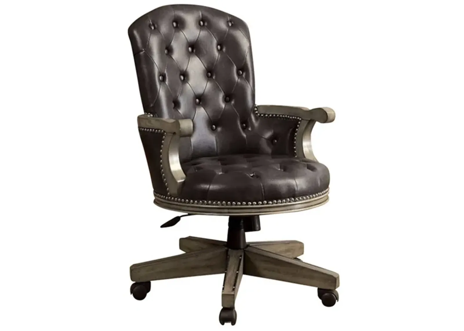 Yelena Height Adjustable Arm Chair in Gray and Black-Benzara