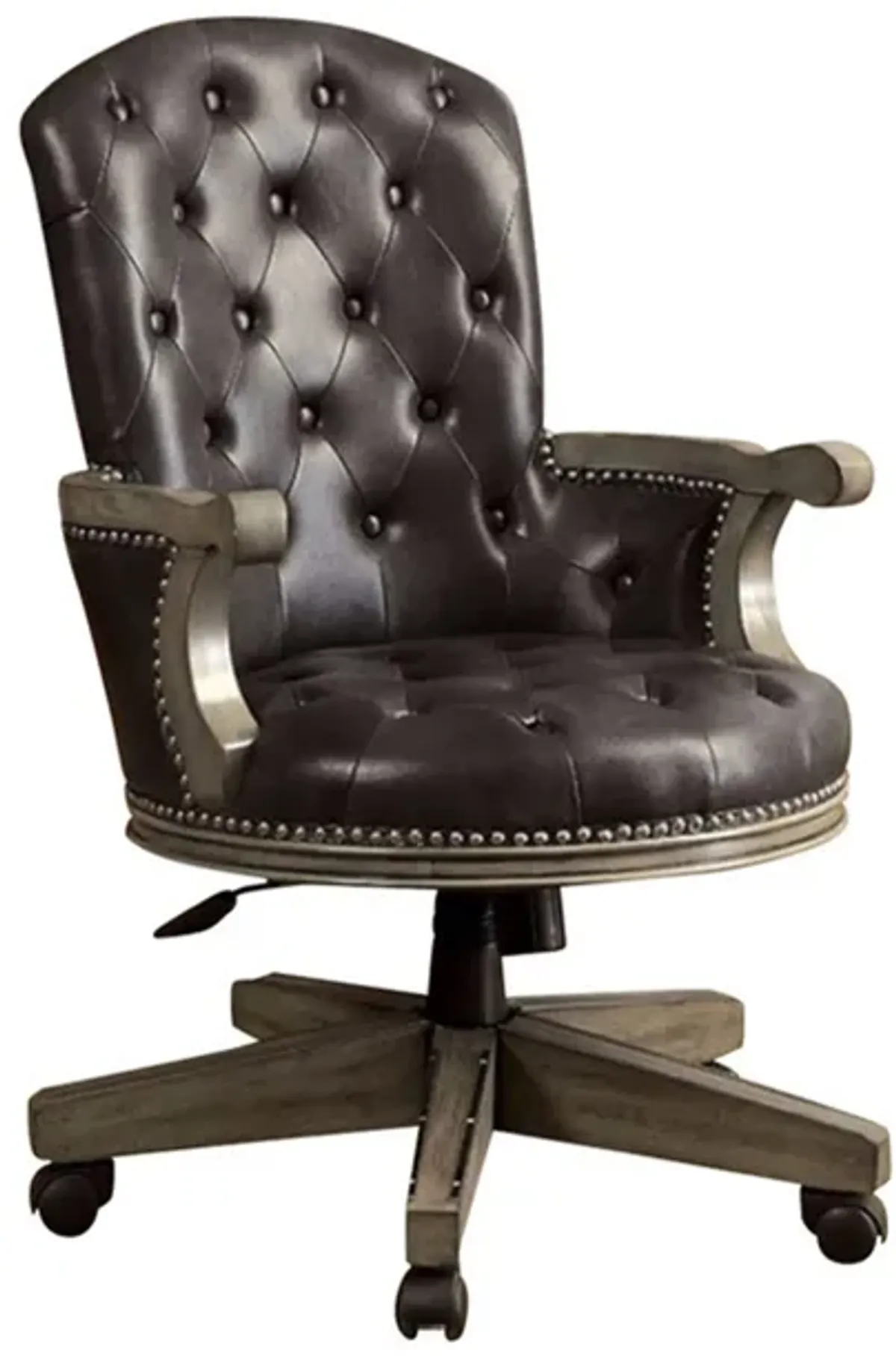 Yelena Height Adjustable Arm Chair in Gray and Black-Benzara