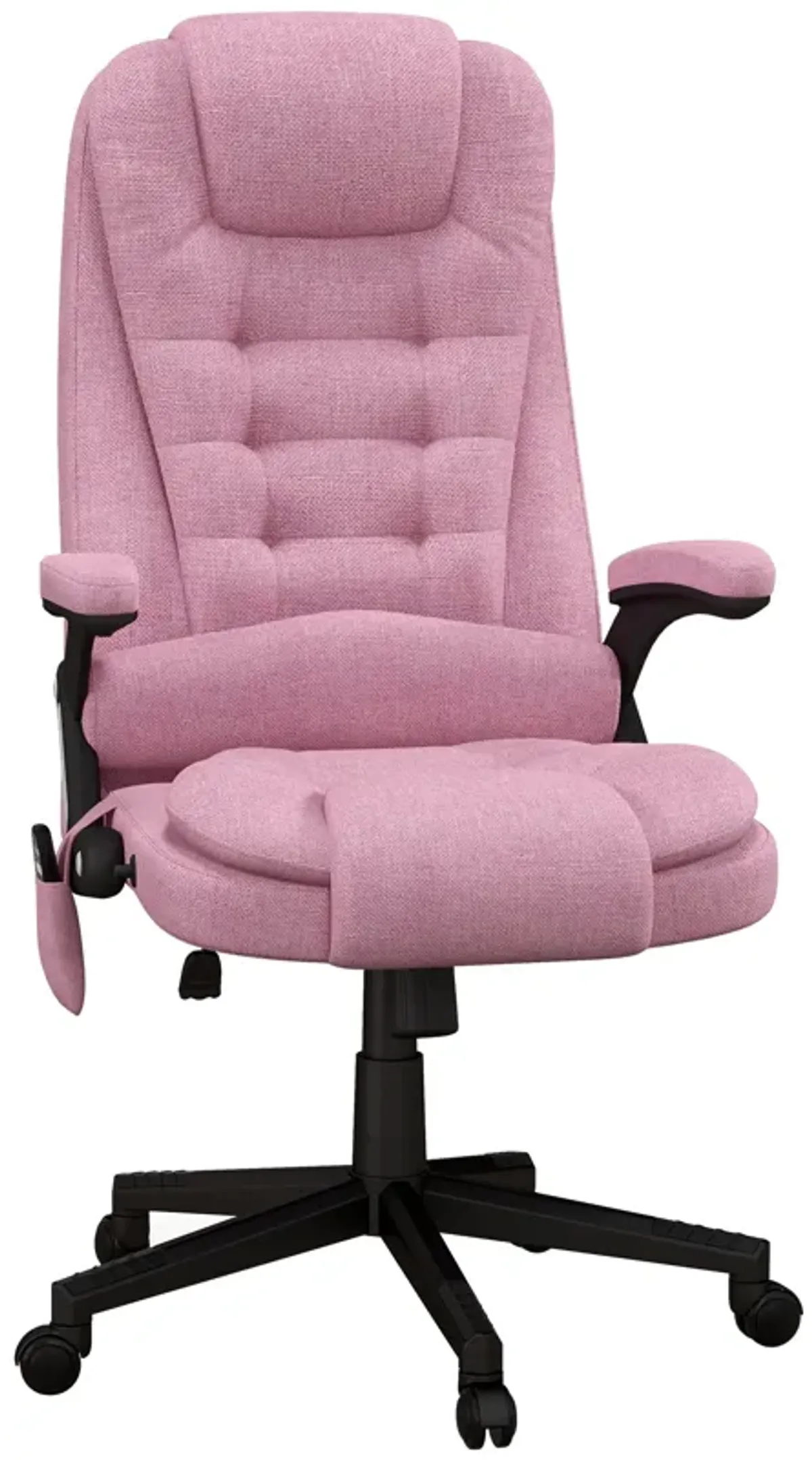 Pink Linen Massage Office Chair: Heated, Reclining, Remote