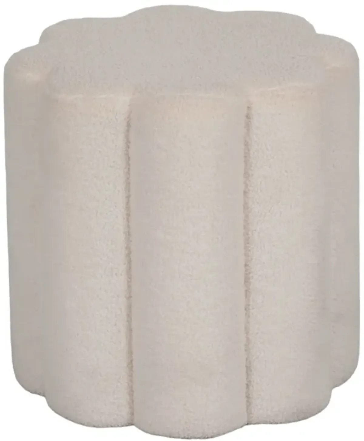 18" Petal Shaped Boucle Ottoman
