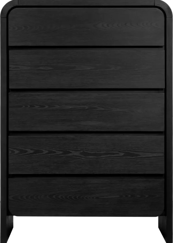 Elora Five Drawer Chest in Jet Black Ash