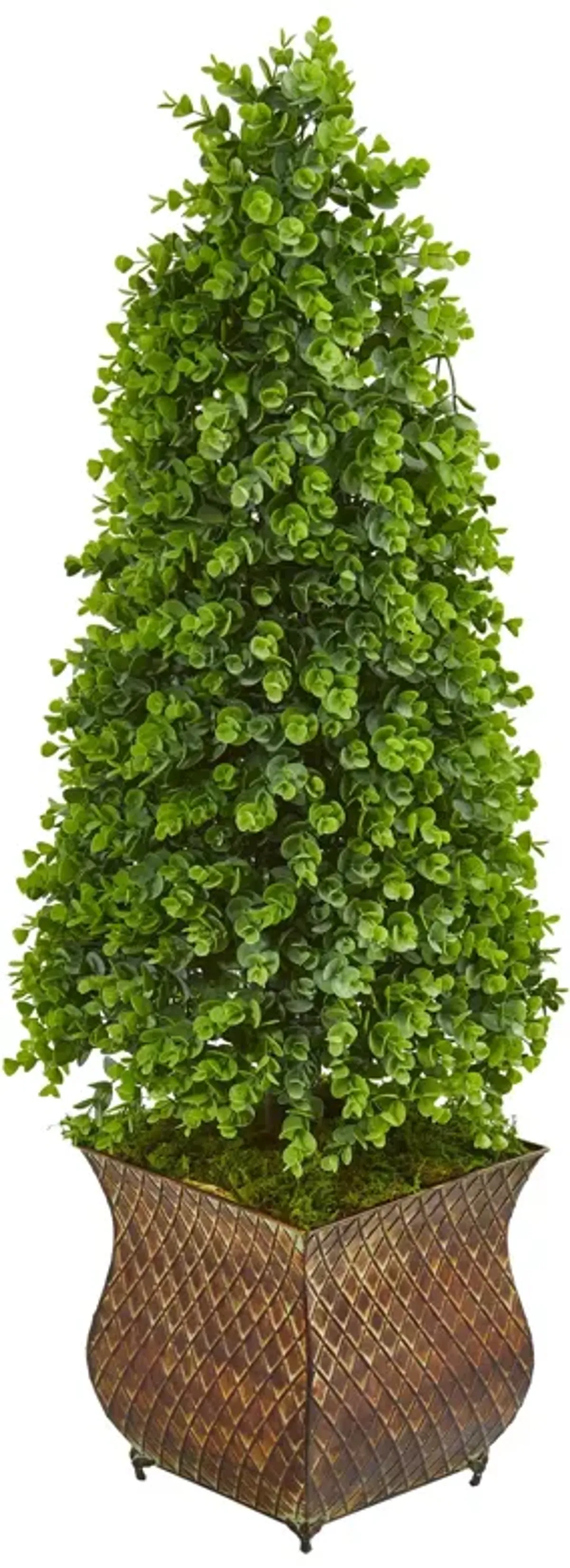 Hivvago 41 Inches Eucalyptus Cone Topiary Artificial Tree in Metal Planter (Indoor/Outdoor)