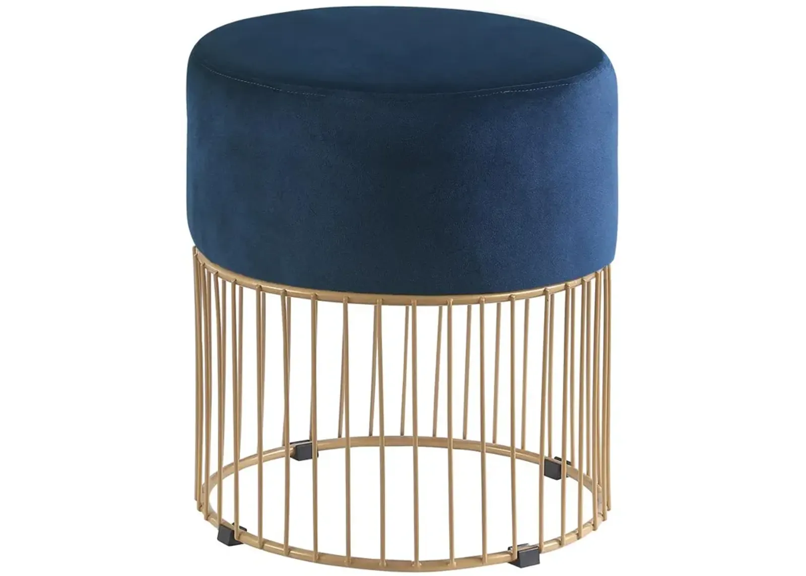 Jerold Blue Velvet with Gold Base Ottoman