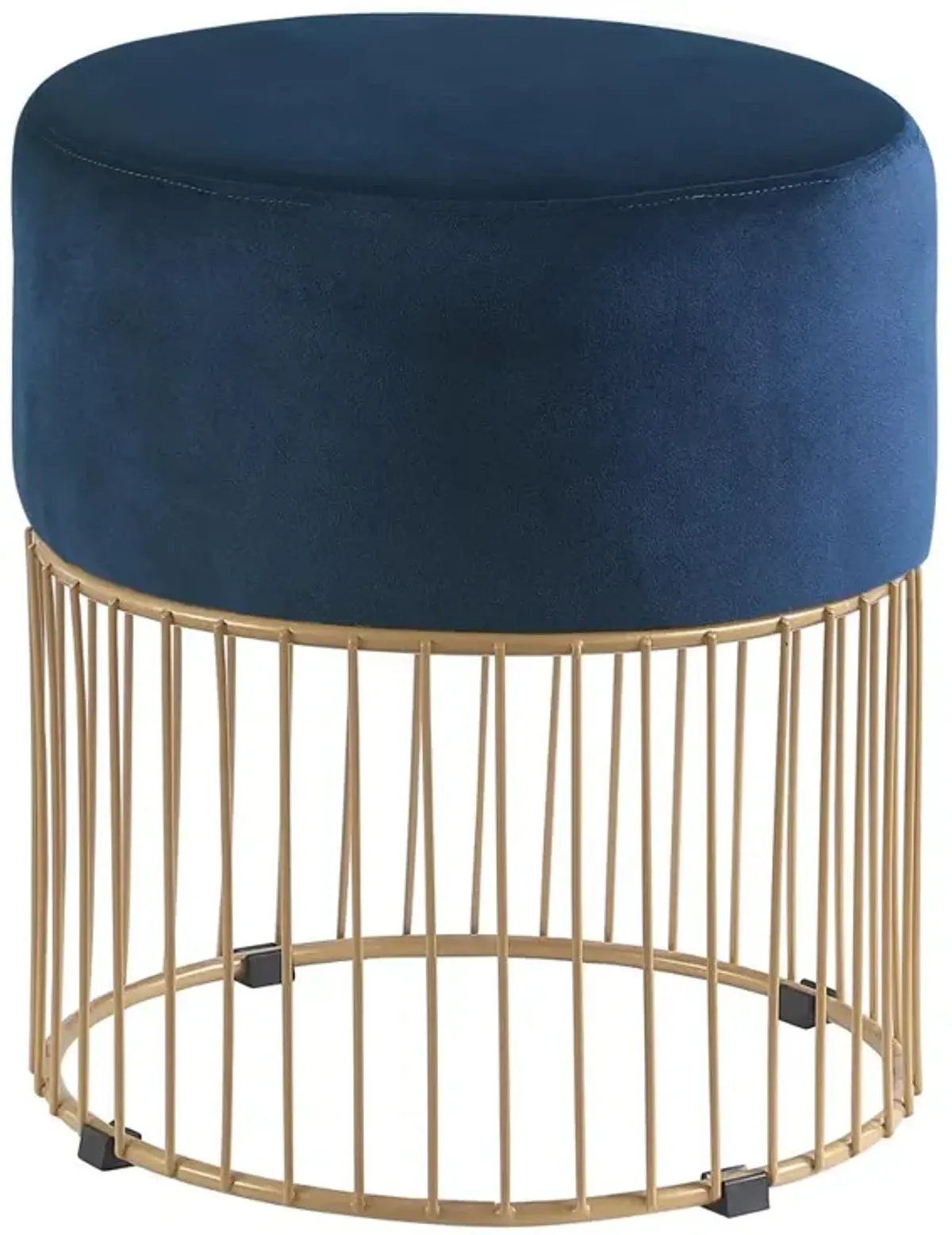 Jerold Blue Velvet with Gold Base Ottoman