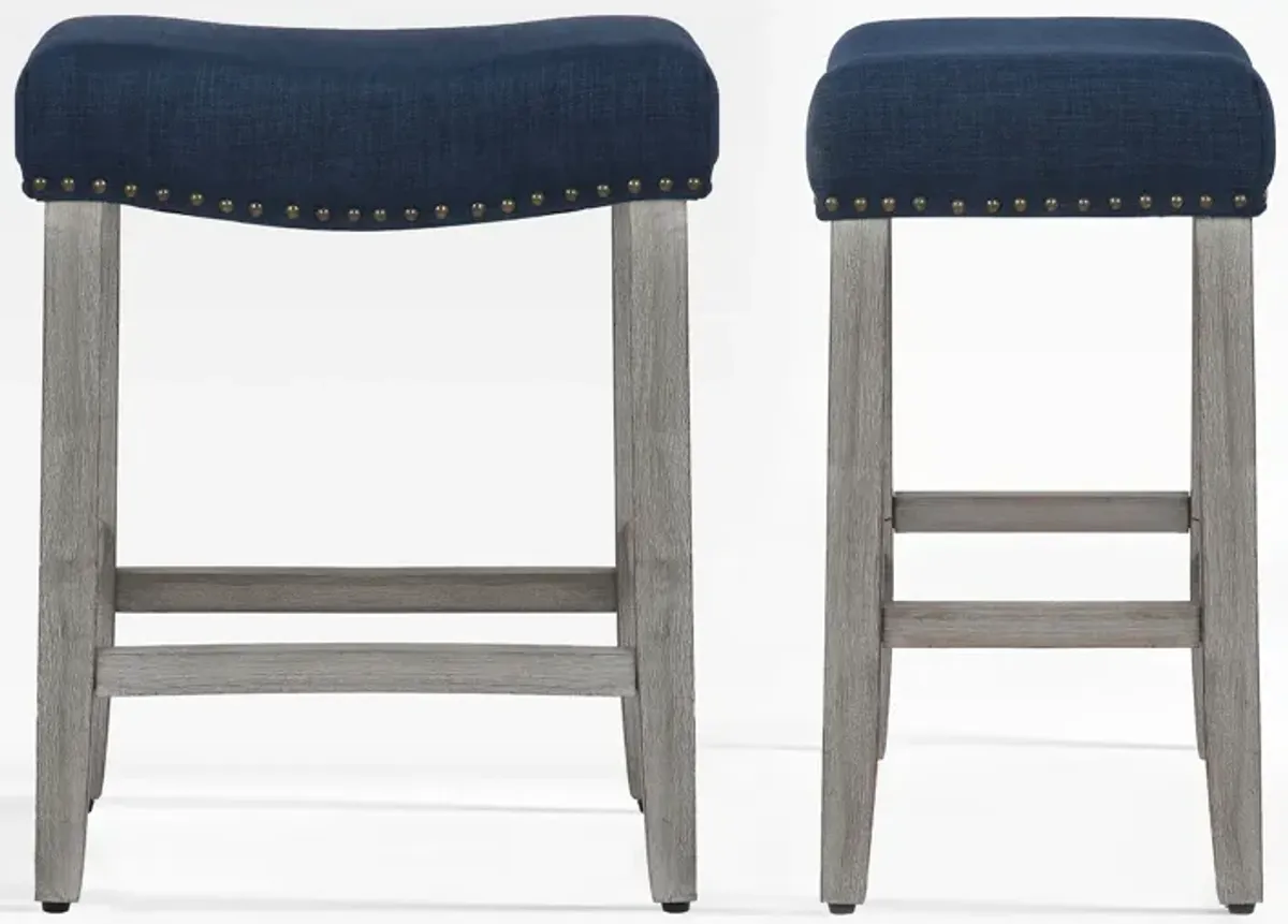 WestinTrends 24" Upholstered Saddle Seat Counter Stool (Set of 2)