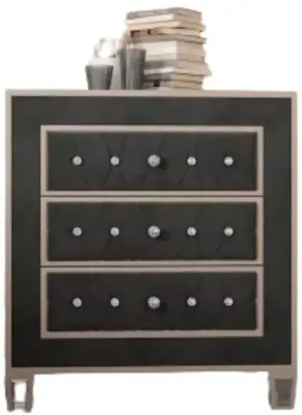 Woodpeckers Furniture And Mattress Mirrored Velvet Night Stand (Grey)