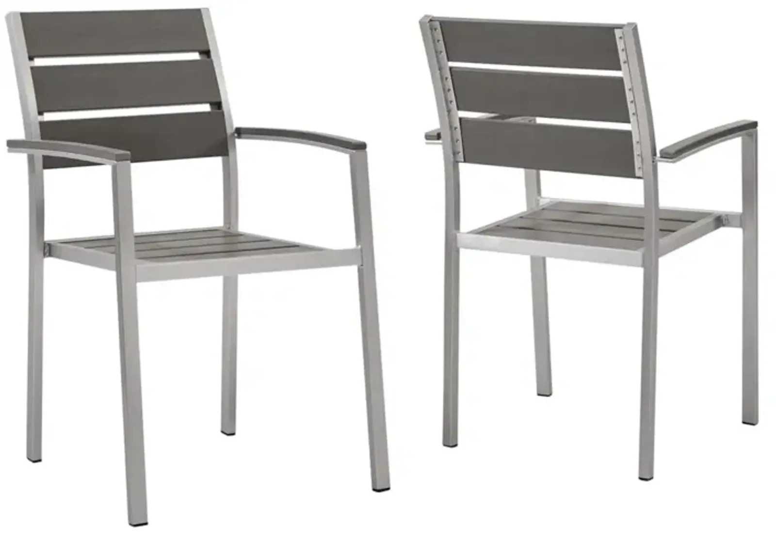 Modway EEI-4042-SLV-GRY Shore Outdoor Patio Armchair Set, Silver Gray