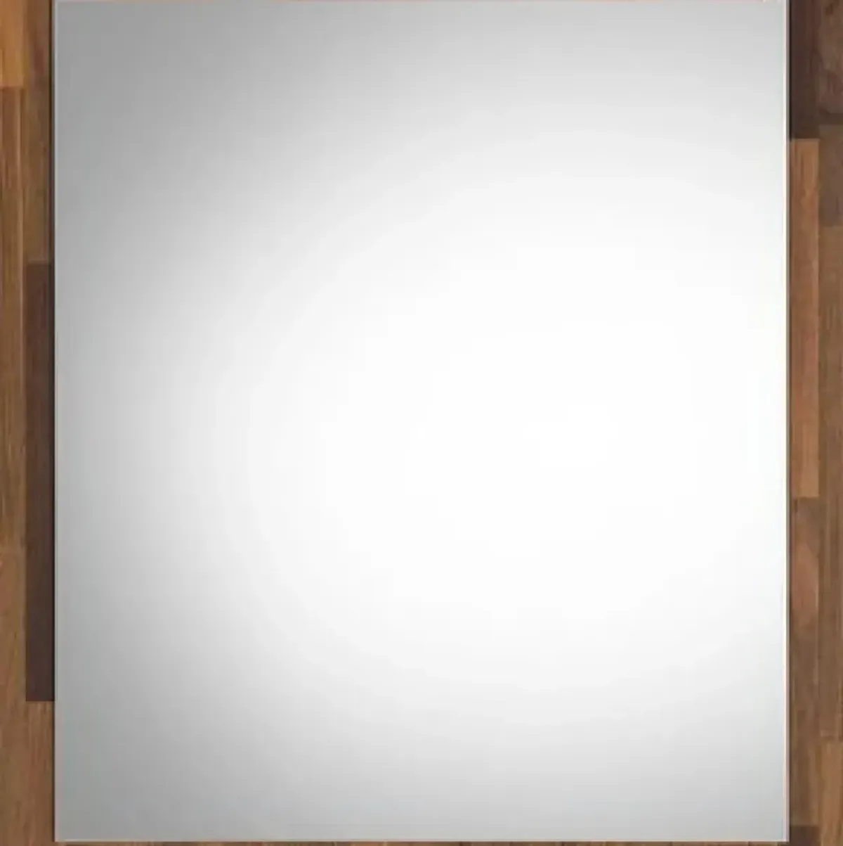 32 Inch Wall Mirror, Rectangular Portrait Plank Wood Frame, Walnut Brown-Benzara