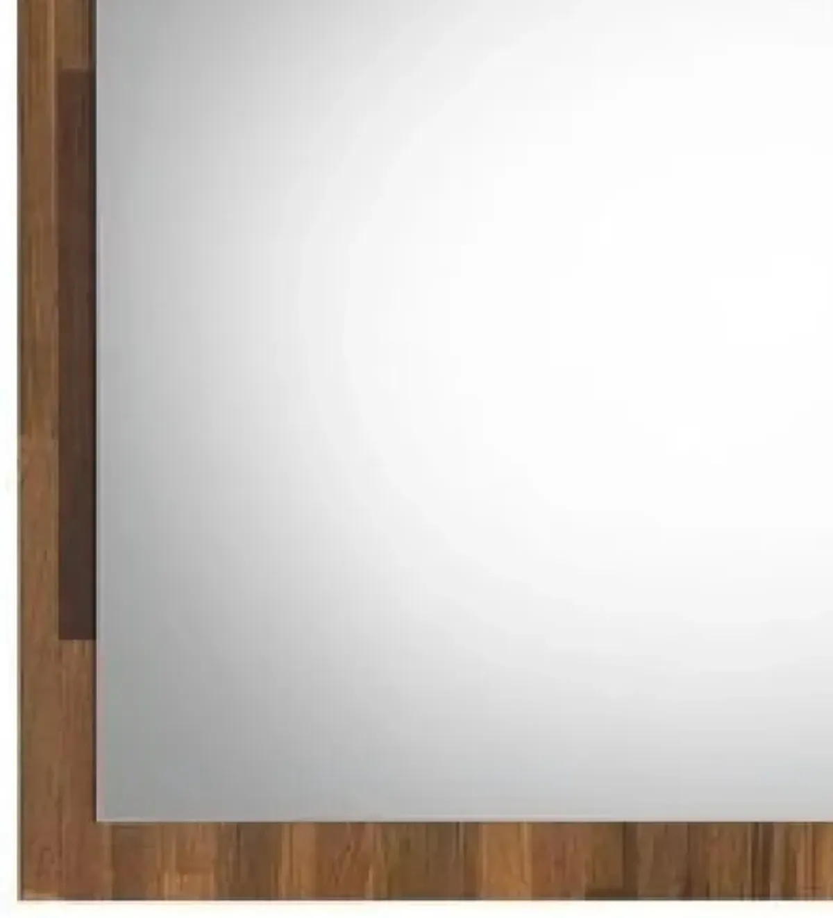 32 Inch Wall Mirror, Rectangular Portrait Plank Wood Frame, Walnut Brown-Benzara