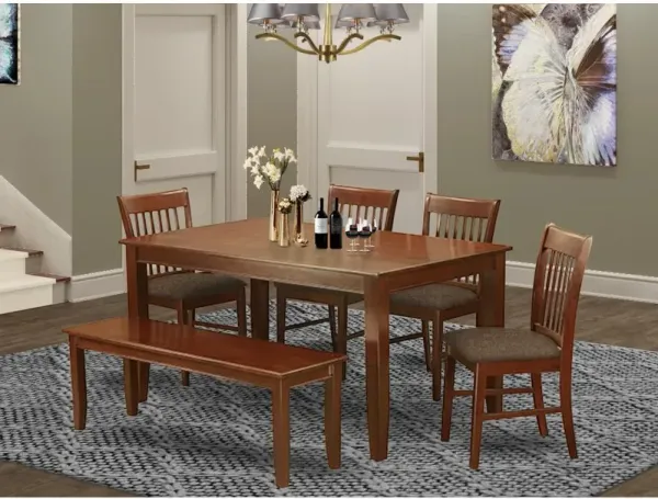 6 PC Kitchen Table with bench set-Table and 4 Kitchen Chairs and Bench