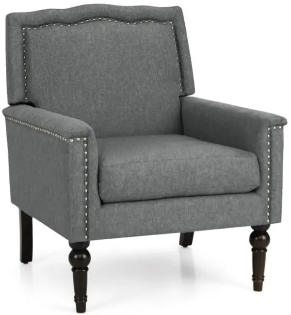 Hivvago Mid-century Modern Armchair Linen Fabric Upholstered Accent Chair with Cushion