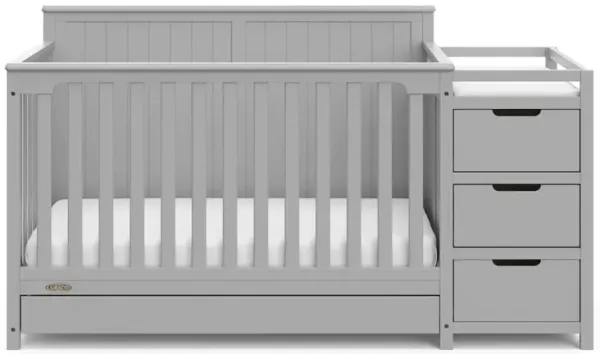 Graco Hadley 5-in-1 Convertible Crib and Changer with Drawer (Pebble Gray)