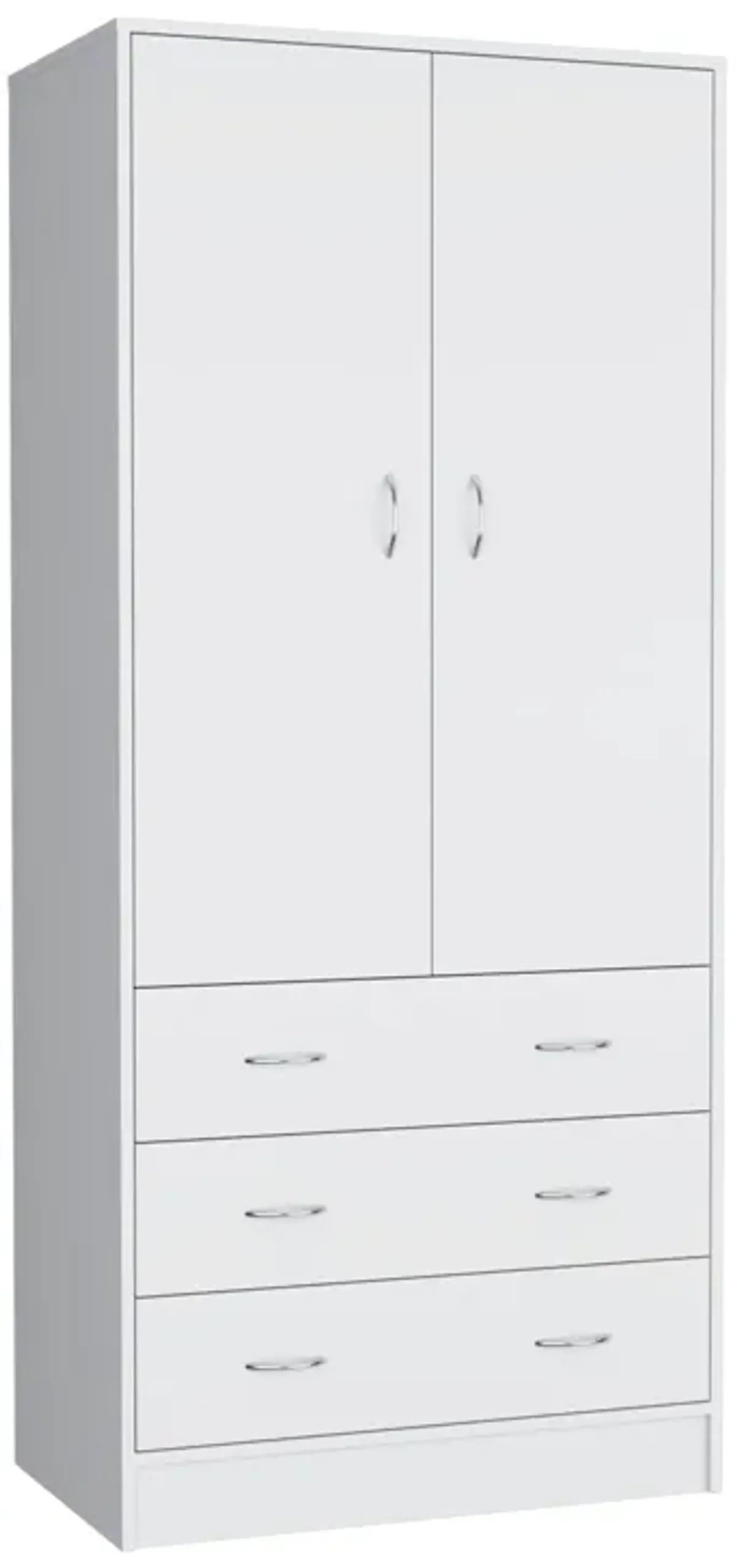 Melfa 71" H Armoire, with 2 doors, 3 drawers and 1 hanging rod, White,Bedroom